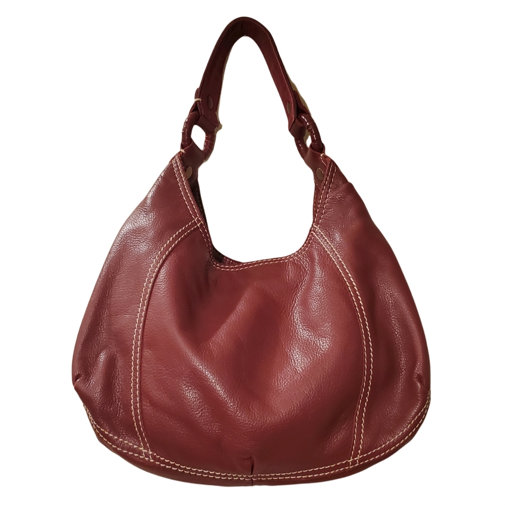 Lucky brand leather hobo shoulder bag in burgundy color